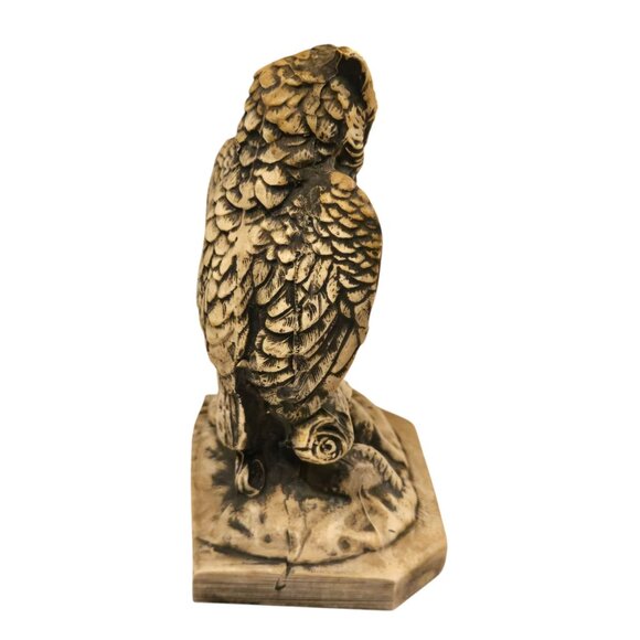 Vintage Owl Figurine Sculpture On Branch Resin Home Decor Collectible - Picture 11 of 16